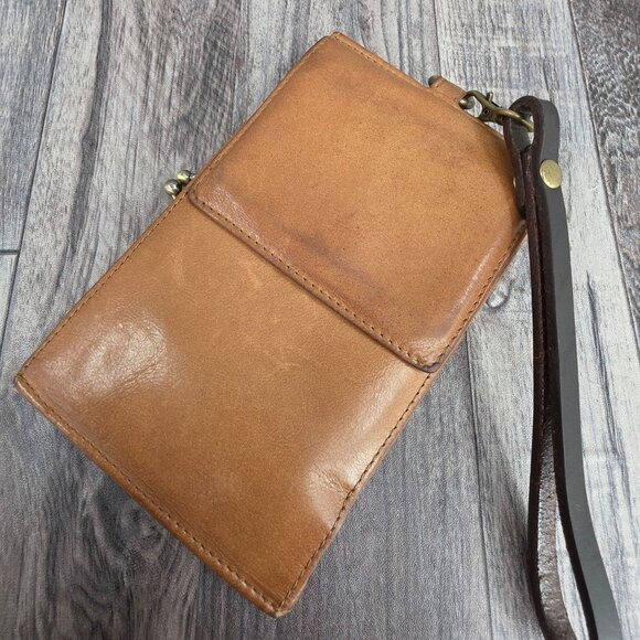 HOBO International Vintage Wallet Clutch Wristlet Cognac Brown Leather Kiss Lock - Picture 4 of 12